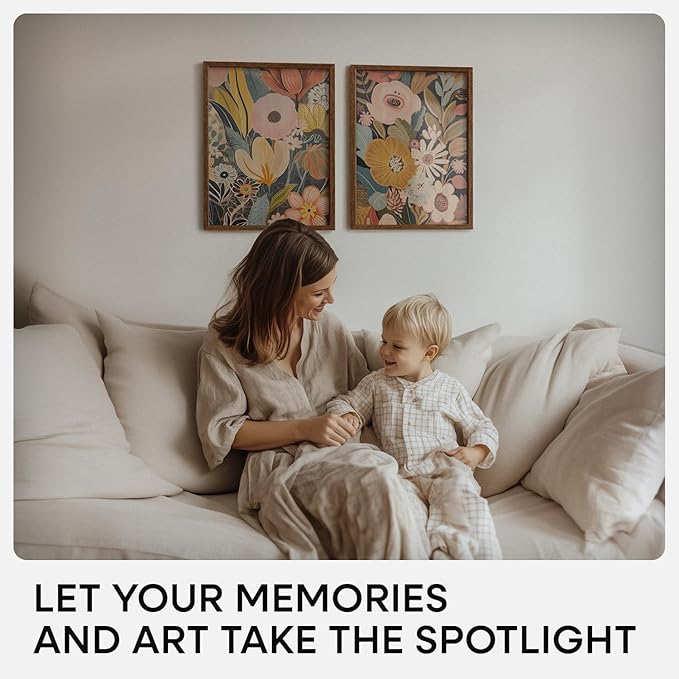 Homeforia 14x17 Picture Frame Brown, High End Dark Oak 14x17 Wooden Frames with Mat 11x14, 14 x 17 Walnut Wood Poster Frame Matted to 11 by 14, 17x14 Hanging Frames, Tempered Glass, Wall Kit, Set of 1