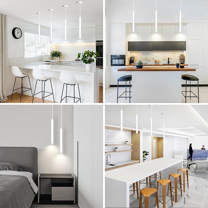 OKELI Modern Pendant Lights 4000K White LED Dimmable Pendant Light Fixtures Pendant Lighting for Kitchen Island,Bar,Bedroom, 15.7inch, 10W, ETL, 3Pack