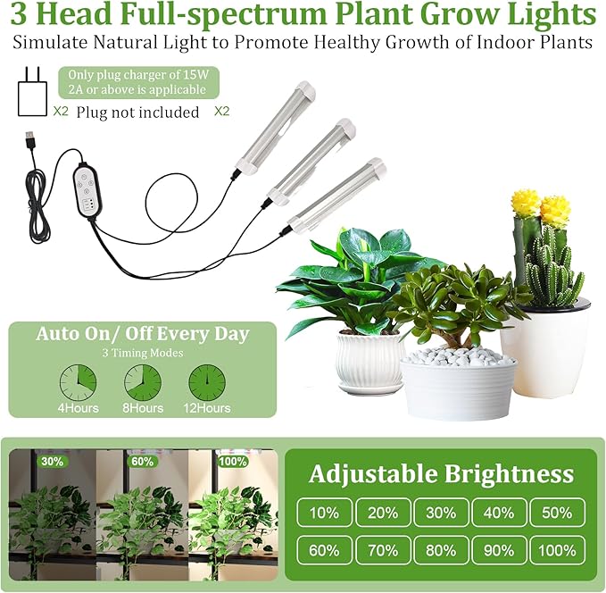 unho Plant Stand Indoor with Grow Lights, 3 Head Full-spectrum Plant Grow Lights，6 Tiered tiered plant plant shelf indoor Multiple, Half Heart Shape Plant Rack, Large Brown Plant Holder for Home Patio Balcony (2 Pack)