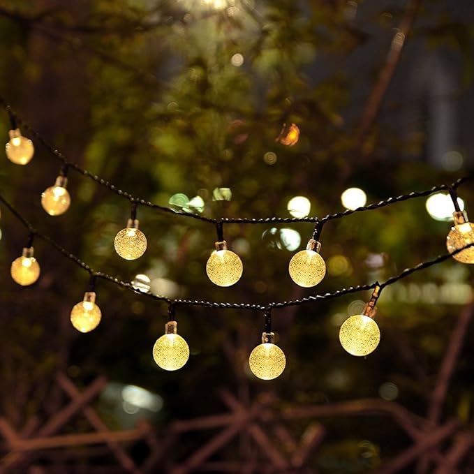 Battery Operated Globe String Lights, Crystal Globe String Lights 16ft 30 LED 8 Modes Waterproof String Lights with Timer for Backyard Garden Balcony Pergola Wedding Party Decor(Warm White)