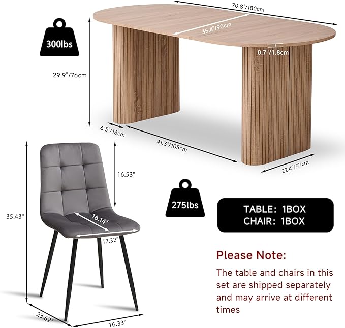 5-Piece Dining Table Set for 4 6 People with Heavy Duty Legs, Dining Room Table Chairs Set for Living Room, Kitchen, Apartment