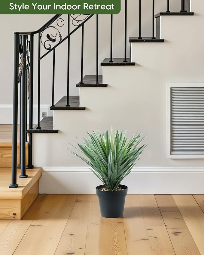 Velener Artificial Agave Plant in Black Pot with Real Stone Pebbles, Large Fake Agave Plants for Indoor and Outdoor-15 inches Tall, 81 Leaves