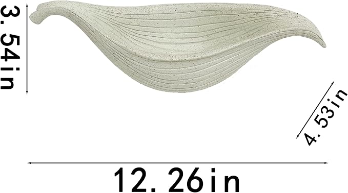 12.6" Large Decorative Leaf Bowl decor , Decorative Bowls for Modern Home Decor,Ruffle Decor,Stylish Key Bowl for Entry Table,Decorative Fruit Bowls for Kitchen Counter,Artificial Stone Light Gray
