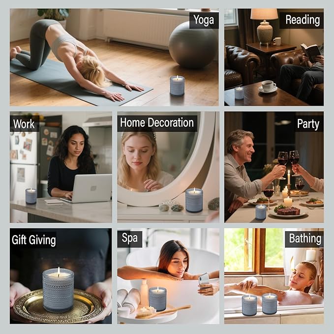 Mid Summer's Night Scented Candle with Lid, 60+ Hours Musk, Patchouli, Sage Jar Candle Aromatherapy Candle for Home, Soy Wax Cotton Fiber Wicks, Giftable