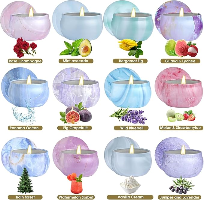 Scented Candles Gift Set,12 Pack Candles for Home Scented, 300 Hour Long Lasting Soy Wax Aromatherapy Candle Set, Birthday Gifts for Women with Gift Box, Christmas Gifts