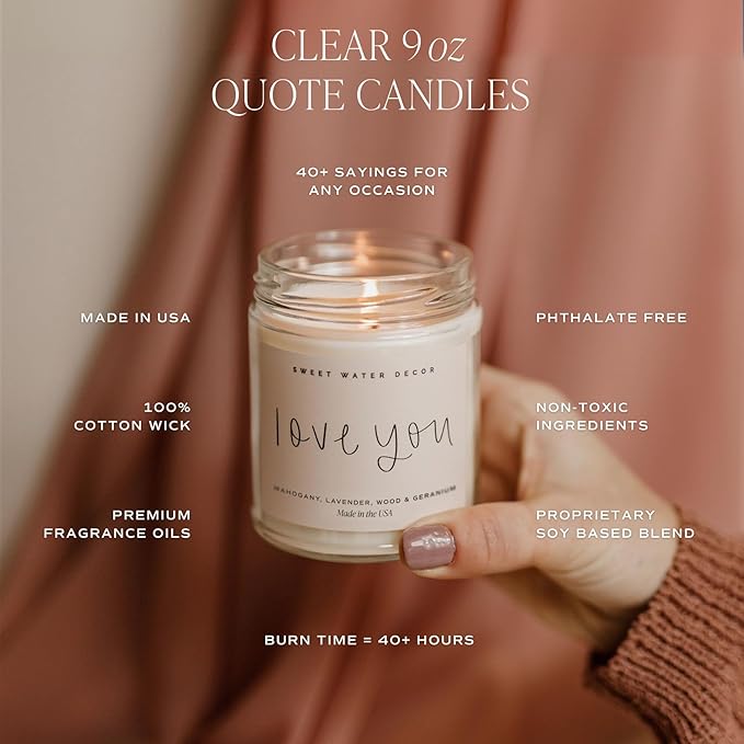 Sweet Water Decor, Be Still and Know, Sea Salt, Jasmine, Cream, and Wood Scented Soy Wax Candle for Home - Christian Candle Gifts for Women - 9oz Clear Jar, 40 Hour Burn Time, Made in The USA