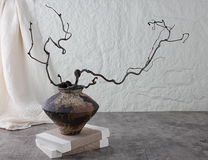 Rusty Ceramic Vase, Wabi Sabi Decorative Pottery Flower Vase for Centerpieces, Table, Living Room, Bedroom, Bathroom, Retro Country Farmhouse Decor