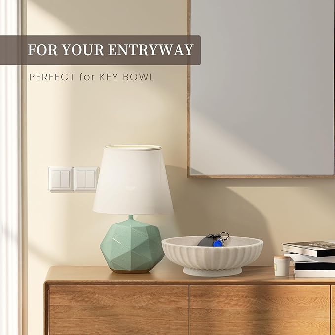 Large Decorative Bowl - Fruit Bowl for Kitchen Counter - Modern Decorative Bowl for Home Decor,Key Bowl for Entryway Table - Artificial Stone Beige