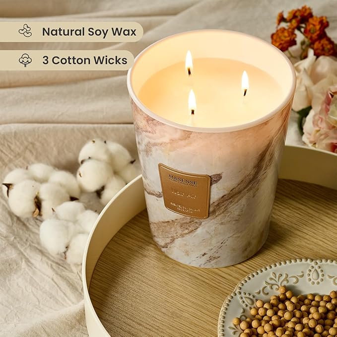 M&SENSE NoirAir Scented Candles for Home, 3-Wick Highly Scented Jar Candles, Extra Large Candle 35 Oz 150 Hours Long Lasting Burning, Relaxing Aromatherapy Candle for Stress Relief, Meditation