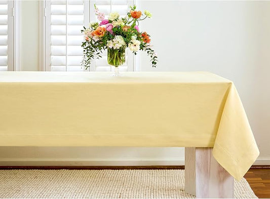 Solino Home Linen Tablecloth 60 x 144 Inch - 100% Pure Linen Golden Straw Table Cloth for Rectangle Tables - Fete, Machine Washable Tablecloth for Fall, Autumn, Thanksgiving
