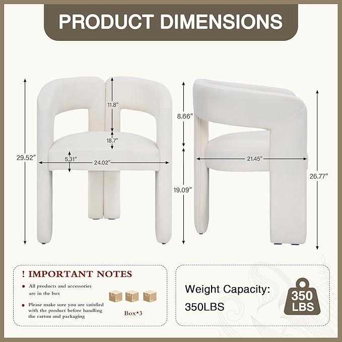 Modern Barrel Dining Chairs Set of 3, Upholstered Linen Dining Room Chair with Wooden Legs, Accent Chairs for Kitchen/Dining Room/Living Room, Beige