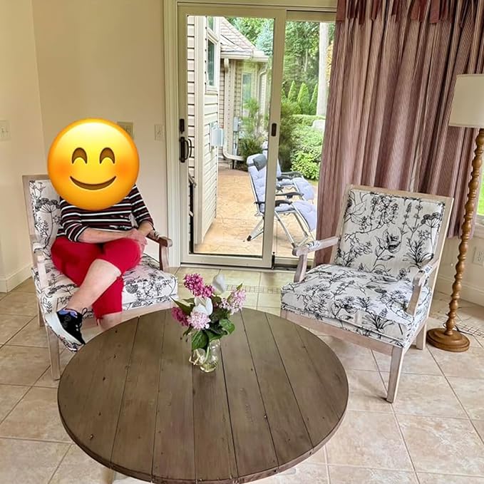 Floral Accent Chair Mid-Century Modern Living Room Chairs Upholstered Fabric Reading Chair Lounge Armchair with Solid Wood Frame & Removable Cushion for Bedroom, Balcony, Floral Pattern