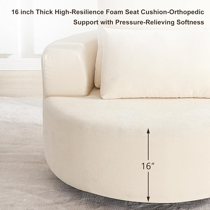 Furnimart 40" Oversized Barrel Accent Chair Set of 2, 360° Swivel Round Upholstered Sofa, Chenille High-Resilience Sponge, No Assembly, Wide Seat for Living Room, Bedroom, Apartment (Beige)