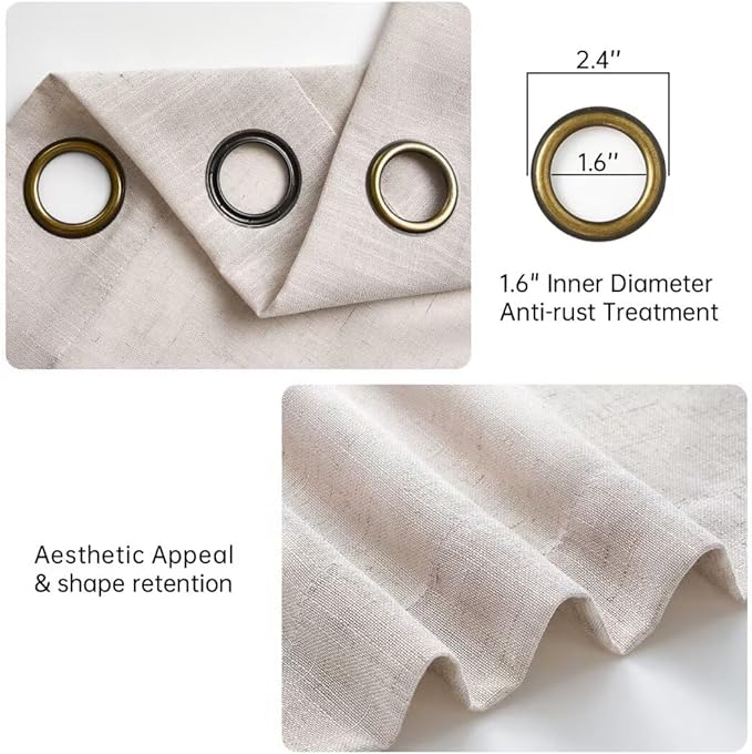 Topfinel Linen Sheer Curtains 84 Inches Long 2 Panels Thick Linen Textured Neutral Farmhouse Flax Ceiling Floor Pleated Curtains Grommet Light Filtering Privacy Drape for Living Room Ofiice Grey Beige