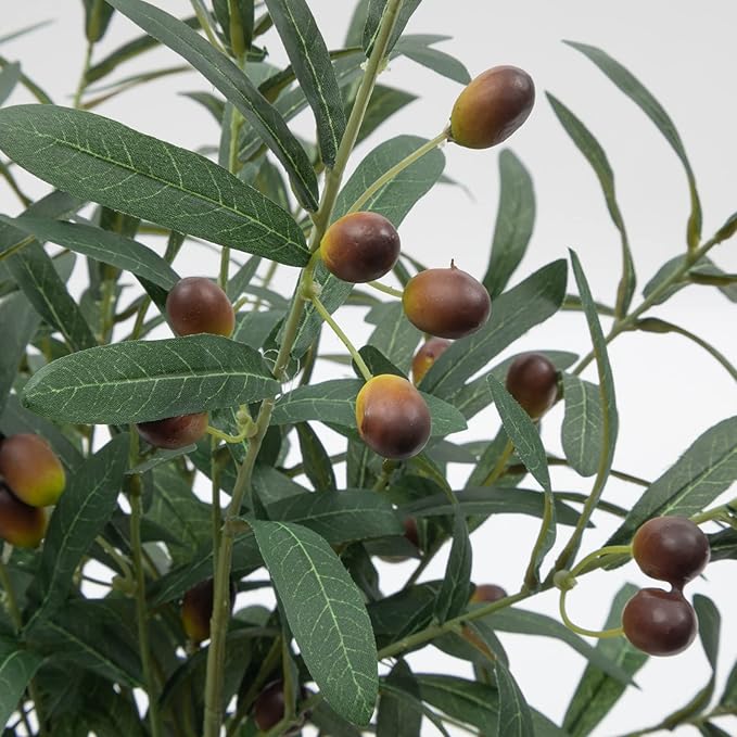 SHACOS 6 PCS Fake Olive Branches for Vases 39" Tall Long Greenery Stems Faux Olive Tree Branches Artificial Olive Leaf Stems with Olive Fruits Fake Plant for Home Wedding Greenery Decor
