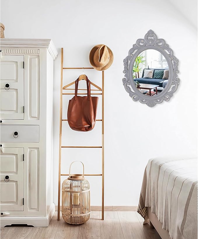 Oval Wooden Frame Vintage Wall Mirror Baroque Style Carved Hanging Mirror for Wall Decorative Arendahl Traditional Antique Mirror Aesthetic for Bedroom Living Room Kitchen Entryway Vanity