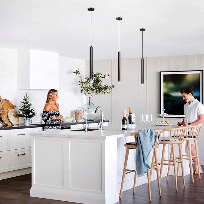 OKELI Modern Pendant Lights, 3 Color Temperature Adjustment LED Dimmable Pendant Light Fixtures, 2700K/4000K/6000K Pendant Lighting for Kitchen Island,Bar,Bedroom, 15.7inch, ETL, 1 Pack