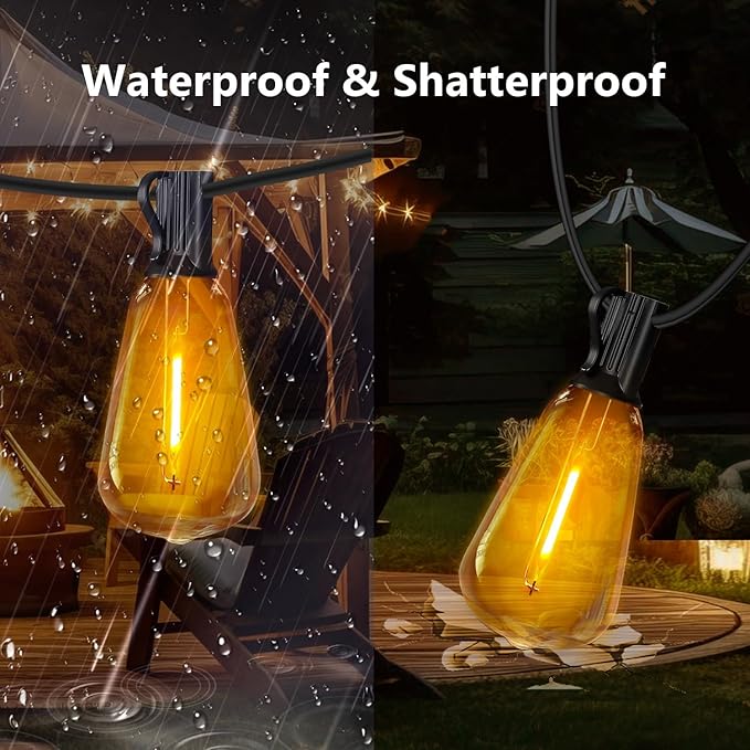 DAYBETTER 120ft Extra Long Outdoor String Lights,2200K 40 Shatterproof ST38 Bulbs Commercial Grade Weatherproof String Lights for Outside Patio, Garden, Backyard & Parties