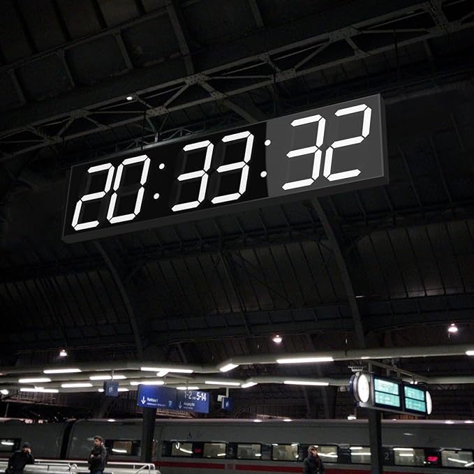 28.5‘’ Double Sided Digital Wall Clock, Multifunctional Led Countdown Clock with Timer, Temperature and Date Display, Hanging Digital Clock Large Display for Corridors, Hospitals (White)