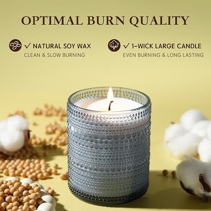 Mid Summer's Night Scented Candle with Lid, 60+ Hours Musk, Patchouli, Sage Jar Candle Aromatherapy Candle for Home, Soy Wax Cotton Fiber Wicks, Giftable