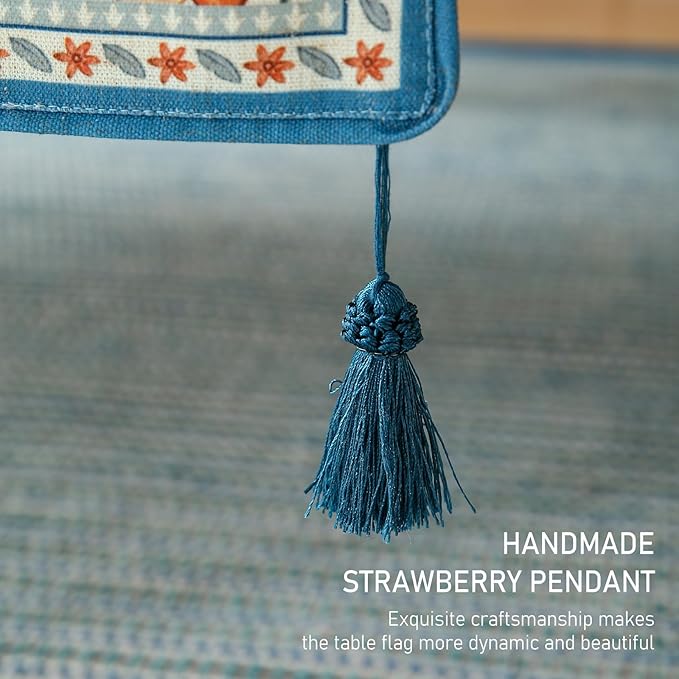 ISAENNE Designer Bohemian Elegant Linen Table Runner 71 Inches Long,Colorful Flower Pattern Table Runners for Dining Tables,Thanksgiving,Kitchen Tables,Christmas,12"*71"-Floralsea A