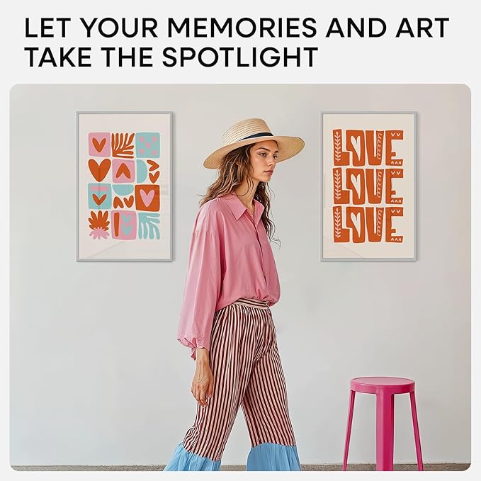 Homeforia 14x22 Picture Frame Silver, High End Metal 14 x 22 Frame with Mat 12 by 16 Photo, 14x22 Silver Poster Frame Matted to 12x16 in Print, 22x14 Hanging Frames, Tempered Glass, Wall Kit, Set of 1