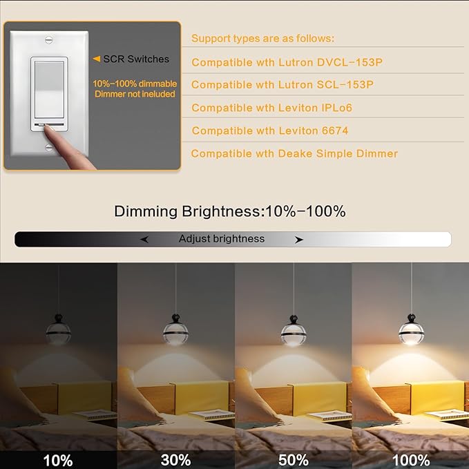 Modern Black Pendant Light Globe Hanging Kitchen Light Fixtures Dimmable LED Pendant Lights Kitchen Island for Dining Room Bar Living Room Bedroom Bathroom 1-Light