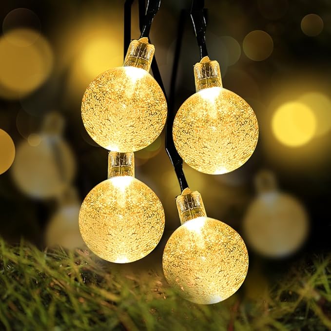 Battery Operated String Lights Waterproof 16FT 30 LED 8 Modes Fairy Garden Globe String Lights with Timer for Christmas Tree Holiday Outdoor Indoor Patio Party Decor, Warm White (2 Pack)