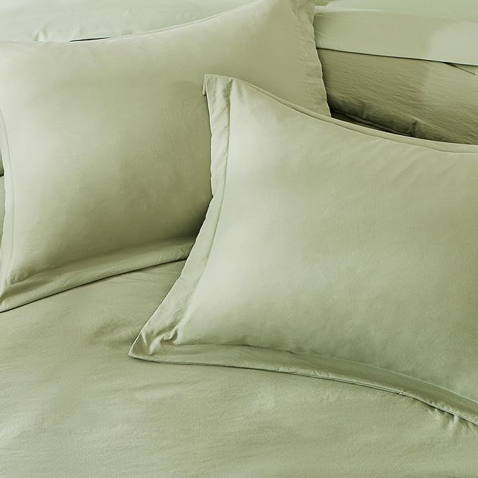 WRENSONGE King Size Comforter Set- 7 Pieces Soft Sage Green Bed in a Bag King with Fitted Sheet, Flat Sheet, 2 Pillow Shams, and 2 Pillowcases- Warm Bed Set for All Season
