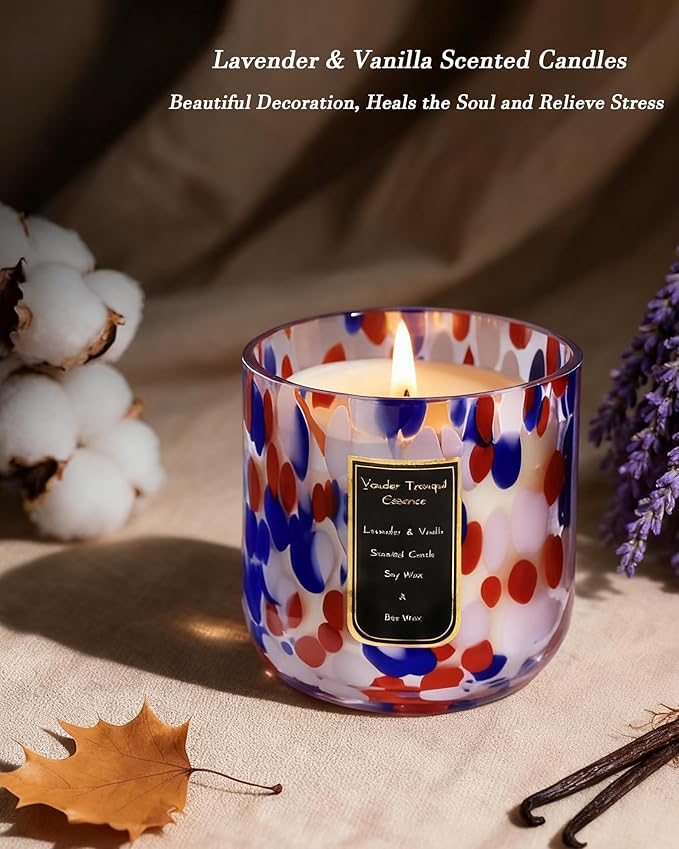 Scented Candles Set 4 Pack, Lavender & Vanilla Candles for Home Scented, 12 oz Soy Wax Jar Candles, 70 Hour Long Lasting, Aromatherapy Relaxing Candle for Women, Decorative, Holiday Christmas Gift
