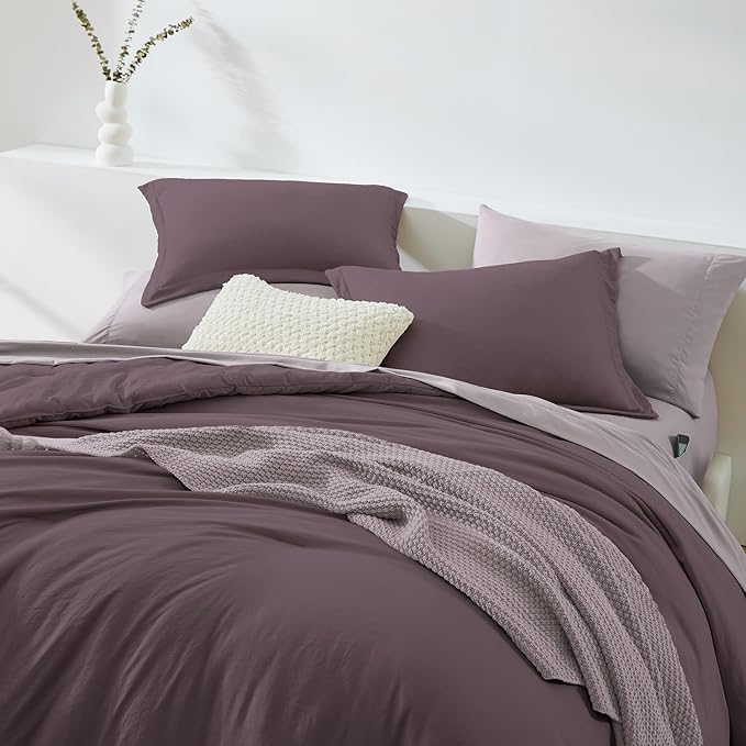 WRENSONGE King Comforter Set, 7 Pieces Italian Plum Soft Bed in a Bag King with Fitted Sheet, Flat Sheet, 2 Pillow Shams, and 2 Pillowcases- Warm Bedding Set for All Season