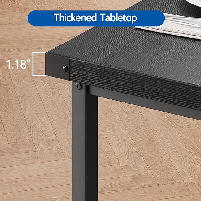 GarveeHome Dining Table Set for 4, Kitchen Table with 2 Upholstered Benches, Wood Kitchen Dining Room Set, for Small Space, Apartment, Home, Dinner, Retro Black