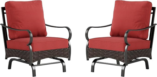 Rocking Patio Sofa Chairs - 2 PCS Outdoor Rocking Armchairs, Patio Seating with High Back Deep Seat for Porch Deck Balcony