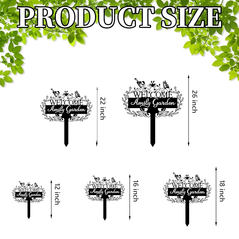 Custom Metal Garden Sign | Customized Butterfly Bird Garden Name Sign | Personalized Garden Signs | Metal Yard Sign Stakes | Personalized Metal Signs for Outdoors | Metal Signs Customized