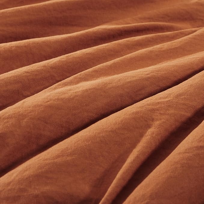 WRENSONGE Queen Comforter Set- 7 Pieces Soft Burnt Orange Bed in a Bag with Fitted Sheet, Flat Sheet, 2 Shams, and 2 Pillowcases-Warm Bed Sets Fall Comforter for All Seasons