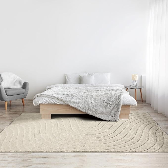 LUXE WEAVERS Modern Geometric Wave Cream 9x12 Area Rug