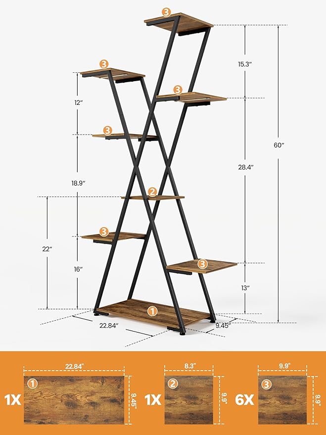 Lighted Plant Stand with Grow Lights – Tall Large Tiered Metal Corner Shelf Rack for Multiple Indoor Living Room Flower