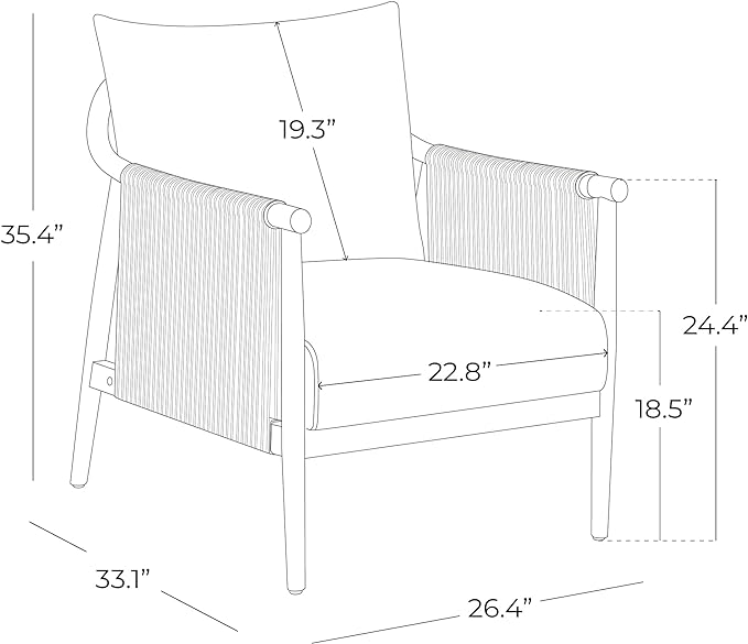 CHITA Braid Armchair, Modern Accent Chair for Living Room, Cream