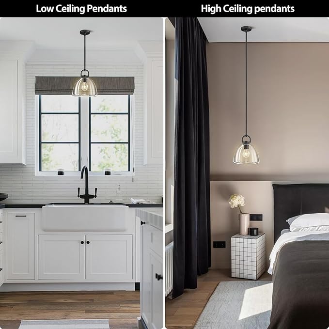 Crystal Black Pendant Lights Kitchen Island, 11" Crystal Dome Pendant Lighting, Modern Island Lights for Kitchen, Farmhouse Crystals Dome Black Pendant Light for Hallway Dining Room Bedroom