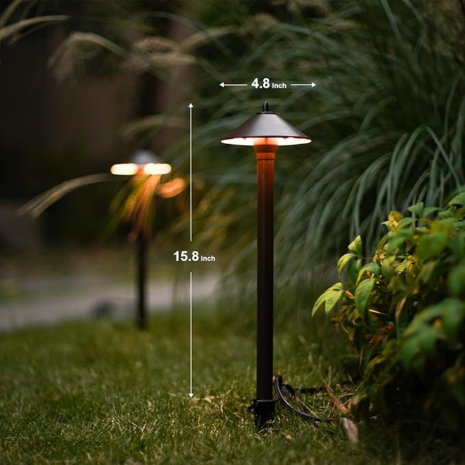 GOODSMANN Landscape Lighting Low Voltage Path Lights Floodlight Outdoor Lighting with Replaceable LED Bulb 1.2W 40 Lumens 2700K Brown 9121-11501-01A