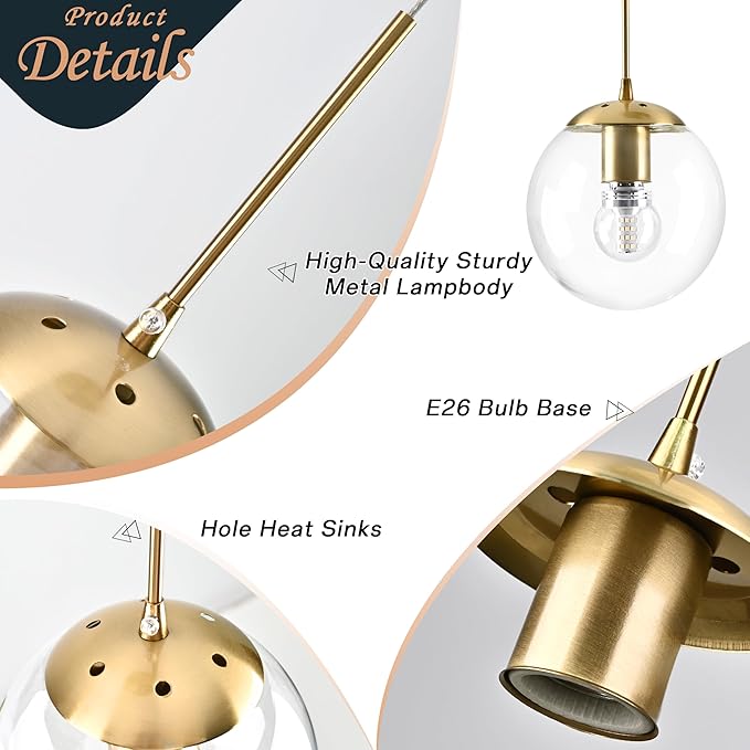 KoKo&Yukina 12-Light Gold Mid Century Modern Chandelier for Living Room Staircase Chandelier for Entryway Clear Globe Glass Chandelier High Ceiling Chandeliers Foyer Entryway (Bulb & Remote Incl.)