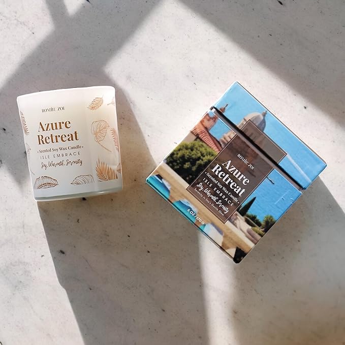 ROMIIE ZOI Tidal Treasure Scented Candle - Ocean Whisper - 6oz Soy Wax Candle for Home Scented, Stress Relief Candle Gifts for Women/Men