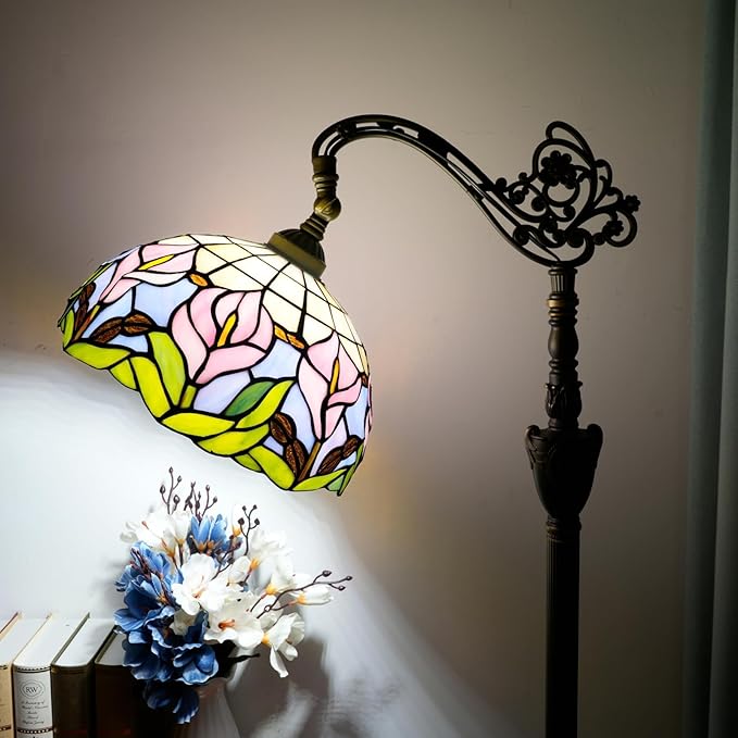 Tiffany Floor Lamp Handcrafted Stained Glass Lamp Calla Lily Adjustable Warm Light Upright Reading Tiffany Style Floor Lamp Suitable For Bedrooms Living Rooms Studies Dining Rooms Retro Home Decoratio