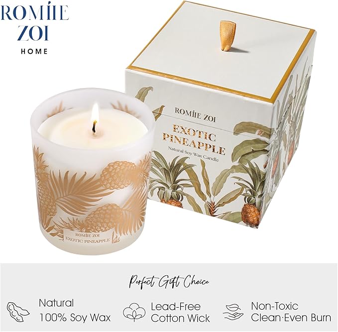 ROMIIE ZOI Scented Candle - Pineapple - 6oz Soy Wax Candle for Home, Gifts for Women