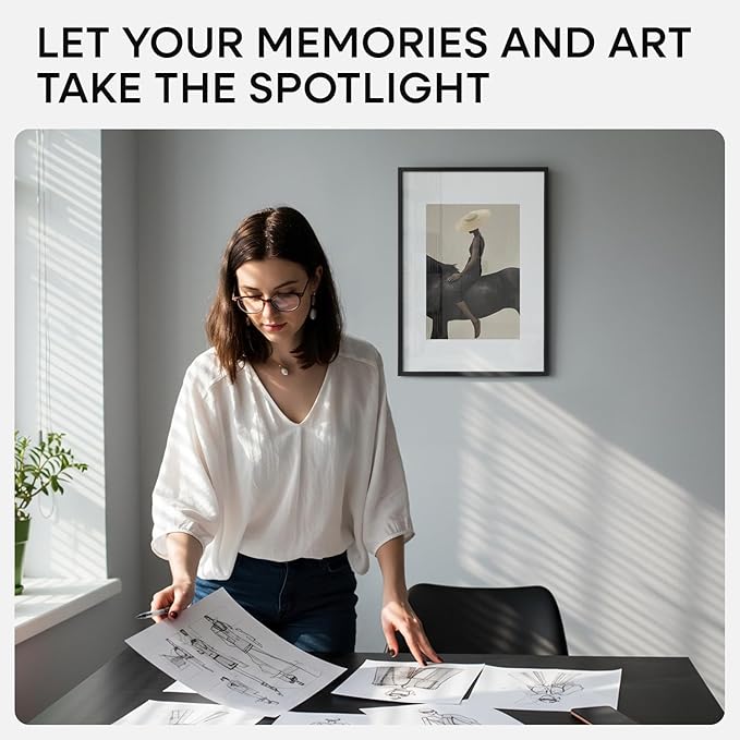 Homeforia A3 Picture Frame Black, High End Metal 11.7 x 16.5 inch Poster Frames with Mat 8.3 x 11.7 for Photo, A3 Size Frames Matted to A4 Print, 11.7x16.5 Wall Hanging Frame, Tempered Glass, Set of 2