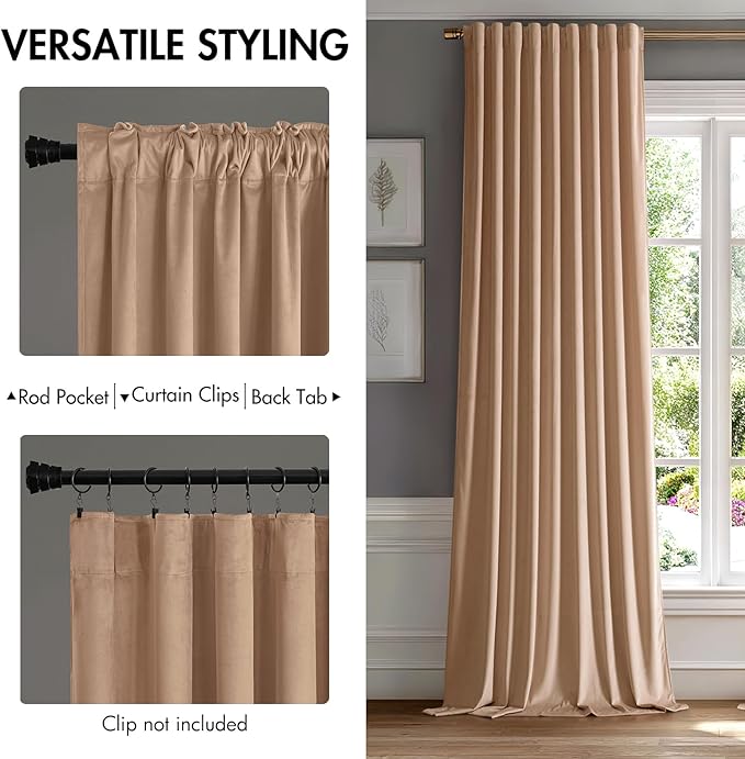 MIULEE Blush Beige Velvet Curtains 84 inches - Luxury Blackout Curtains for Bedroom Living Room Thermal Insulated Super Soft Window Drapes Rod Pocket & Back Tab, W52 x L84 inches, 2 Panels