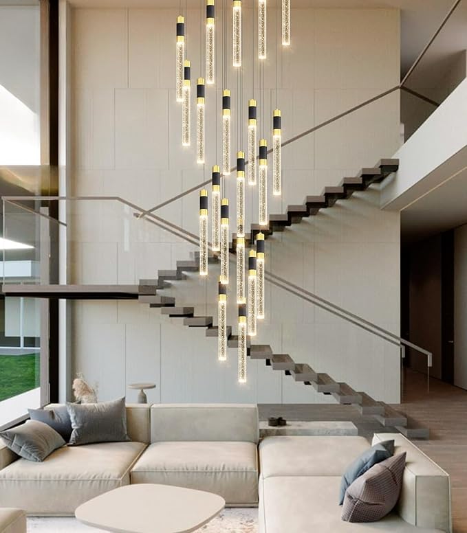 157inch 20-Lights Modern Chandeliers for Living Room LED Dimmbale Light Fixture Entryway High Ceiling Light Pendants Lighting for Dining Room Hallway Staircase with Remote Dimming Chandelier