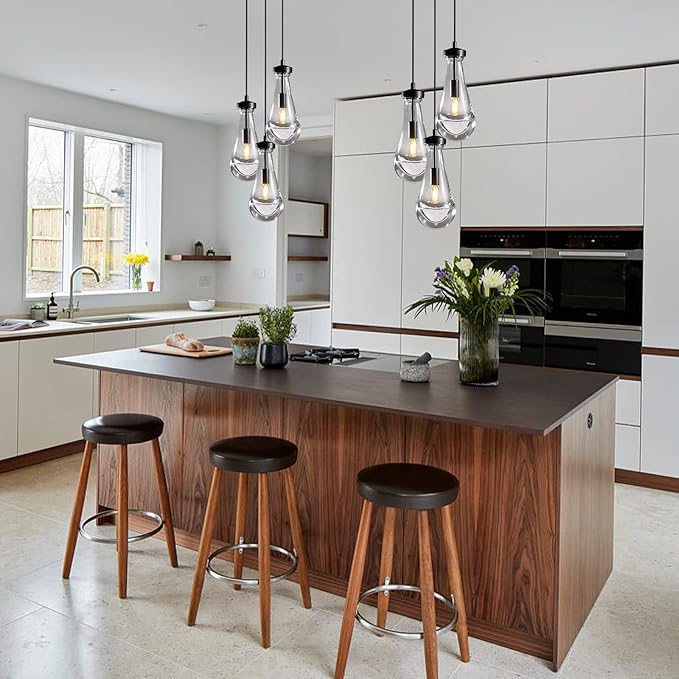 Raindrop Pendant Light Kitchen Island, 3 Lights Black Pendant Lights for Dining Room, 3-Light Bronze Pendant Lighting For Bedroom, Cluster Pendant Light for Bathroom, Livring Room Includes Bulb