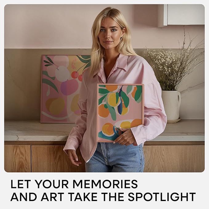 Homeforia 11x14 Picture Frame Rose Gold, High End Metal 11x14 Wall Hanging Frame with Mat 8x10, 11 x 14 Poster Frame Matted to 8 x 10 inch Photo, 11by14 Thin Frames, Tempered Glass, Wall Kit, Set of 2