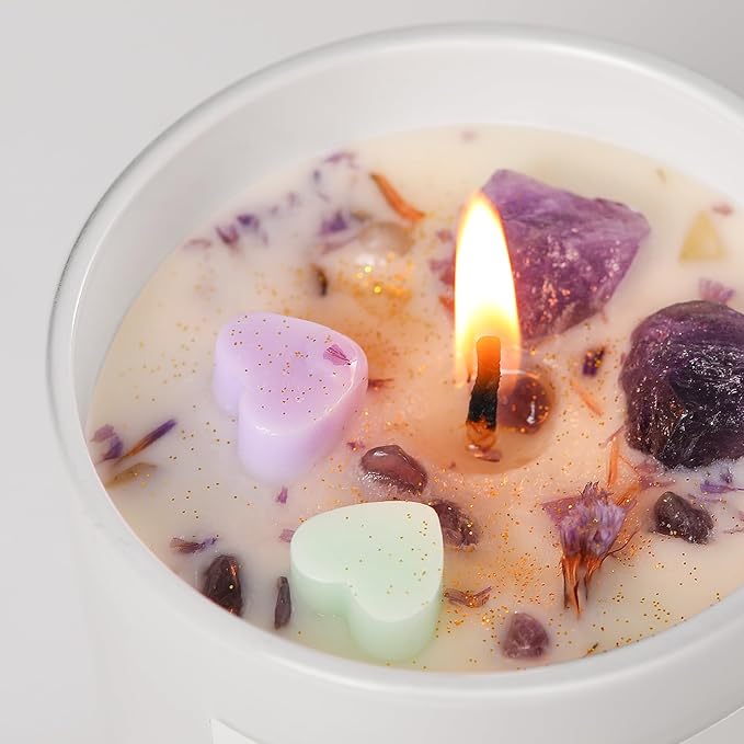 Get Well Candle with Healing Crystals - Get Well Gifts for Women After Surgery, Humor Surgery Recovery Gifts for Women, Get Well Soon Gifts, Lavender Scented Candle, 10 oz, White